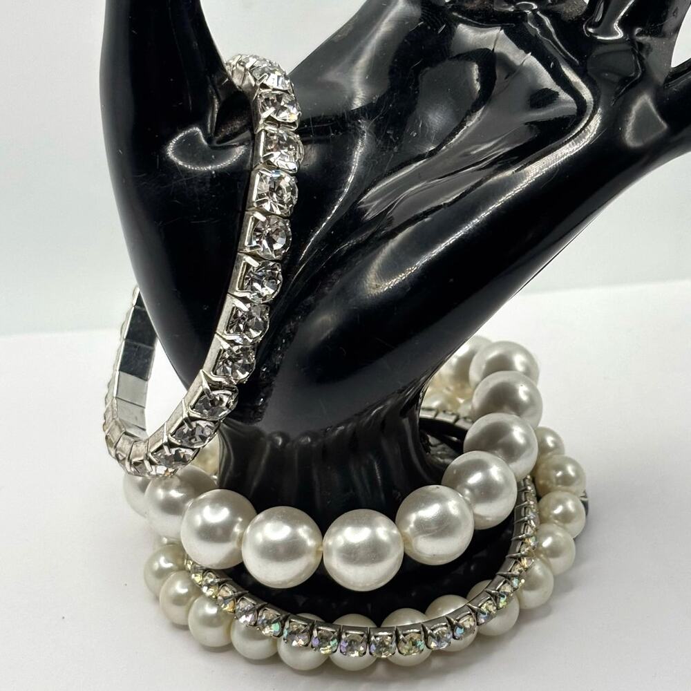 Silver Crystal/Pearl Bracelet Bundle